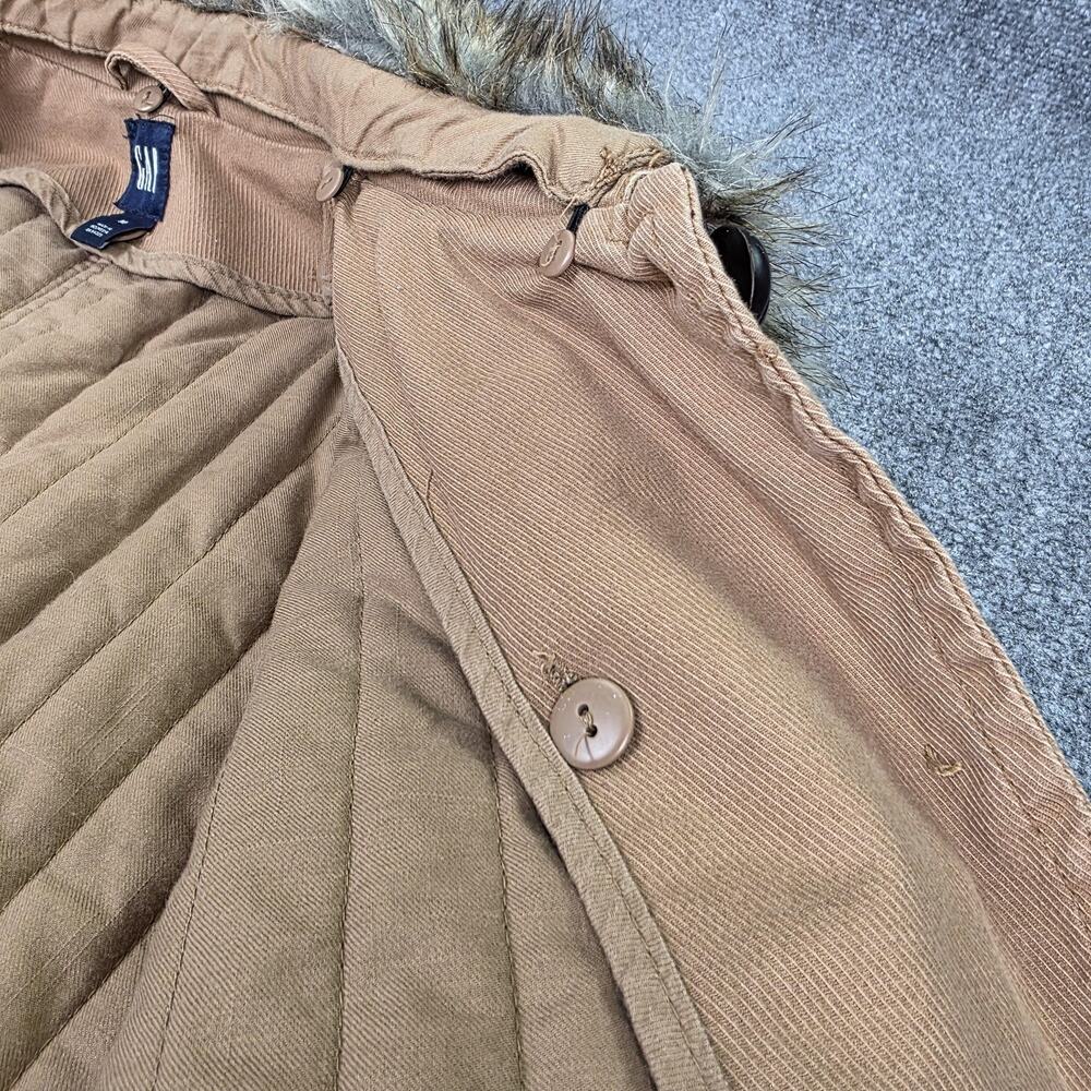 GAP Jacket Womens Medium Beige Faux Fur Collar Detachable Lining Twill Barn Coat - Picture 11 of 16